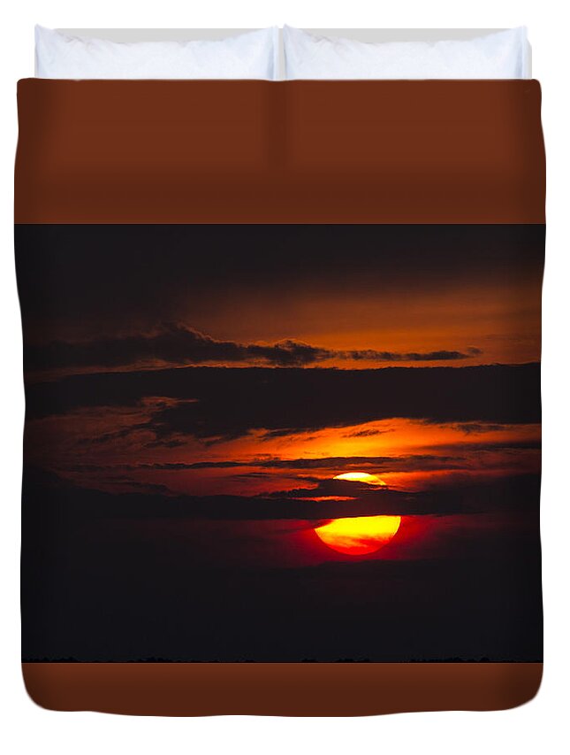 Sunset Duvet Cover featuring the photograph Fireball #1 by Nancy Dinsmore
