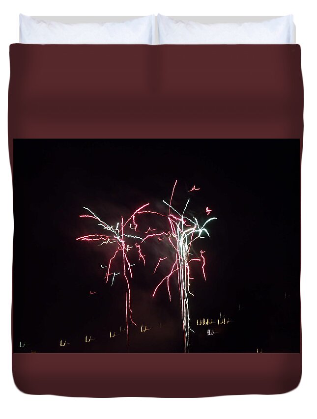 Fireworks Duvet Cover featuring the photograph Fireworks #1 by Jackie Russo