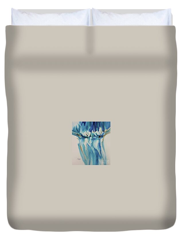Flowers Duvet Cover featuring the painting Floating Flowers by Donna Acheson-Juillet