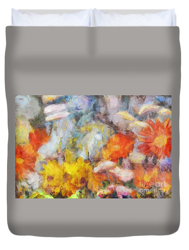 Flowers Duvet Cover featuring the painting Floral Mix by Claire Bull