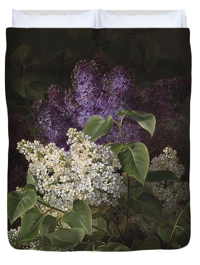 Johan Laurentz Jensen 1800 Duvet Cover featuring the painting Flowers #1 by Celestial Images