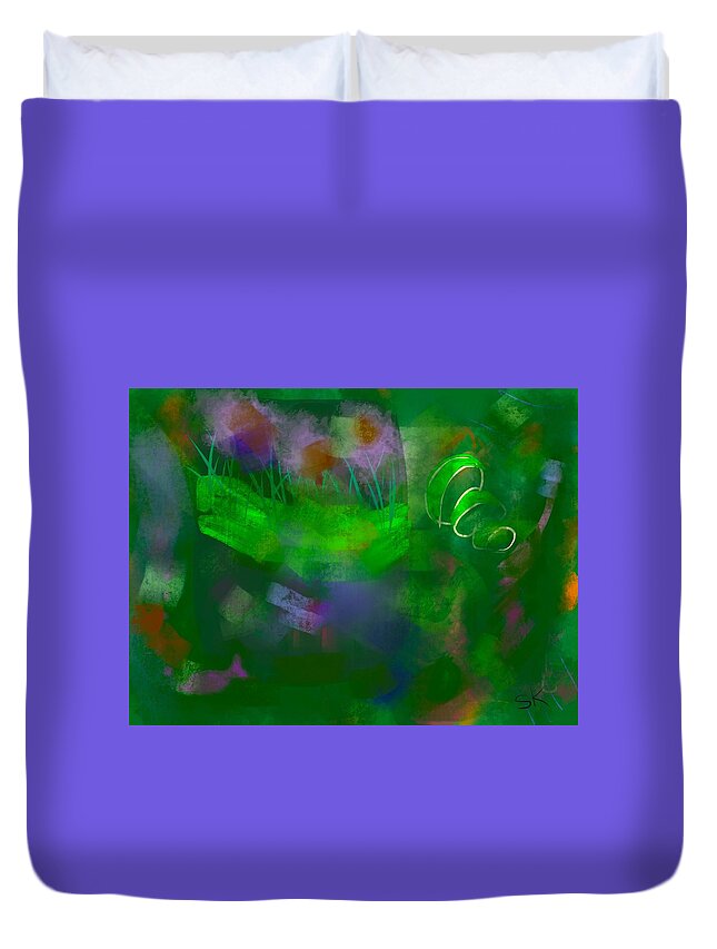 Abstract Duvet Cover featuring the digital art Fly By #1 by Sherry Killam