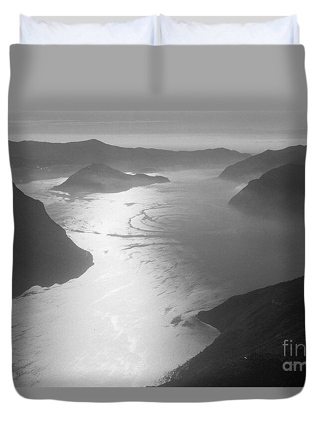 Iseo Duvet Cover featuring the photograph Fog over the Iseo #2 by Riccardo Mottola