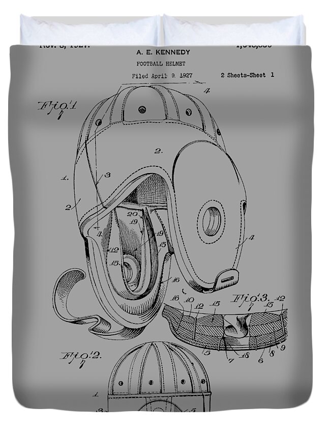 Football Duvet Cover featuring the photograph Football Helmet Patent From 1927 #2 by Chris Smith