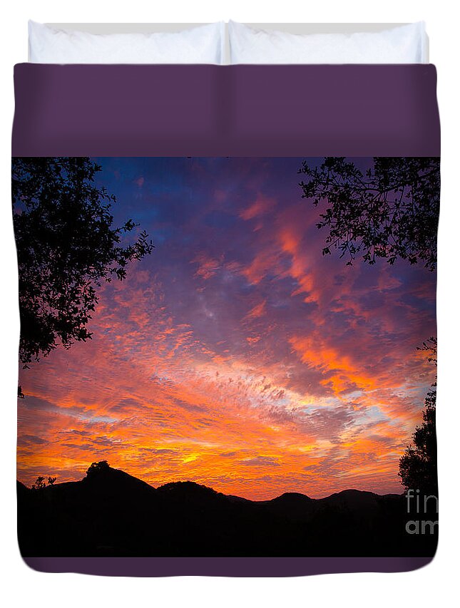 Sunrise Duvet Cover featuring the photograph Framed Sunrise #1 by Mimi Ditchie