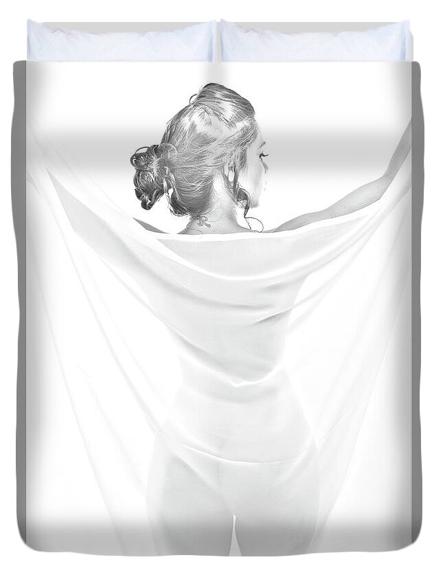 Nude Duvet Cover featuring the painting Freedom #3 by Kiran Joshi