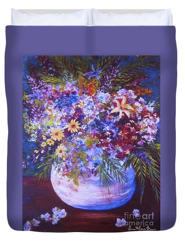Bouquet Duvet Cover featuring the painting French Bouquet by Anne Marie Brown