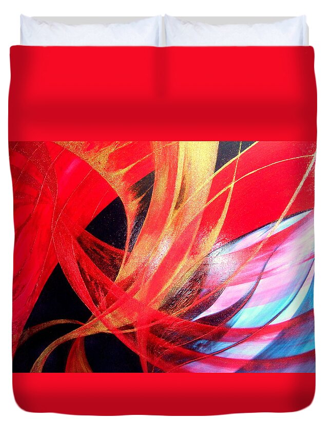 Fusion.passion Duvet Cover featuring the painting Fusion #3 by Kumiko Mayer