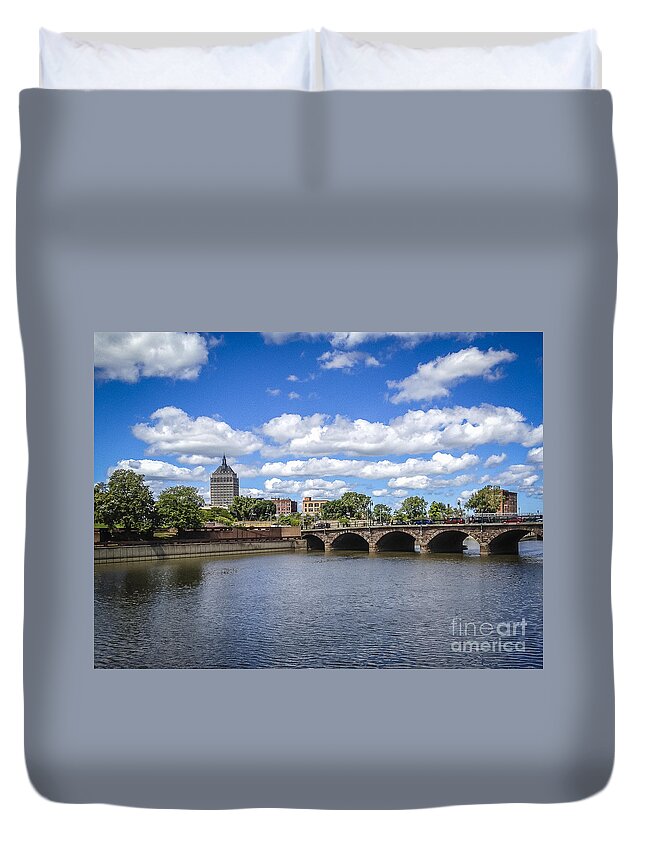 Eastman Kodak Building Duvet Cover featuring the photograph Genesee River View #2 by Joann Long