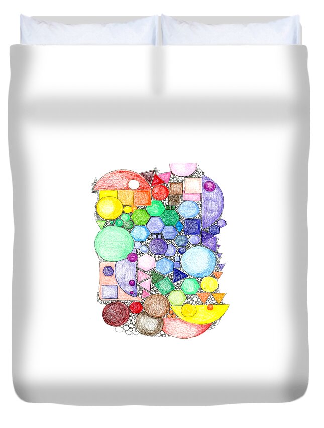 Circles Duvet Cover featuring the mixed media Geometry by Ruth Dailey