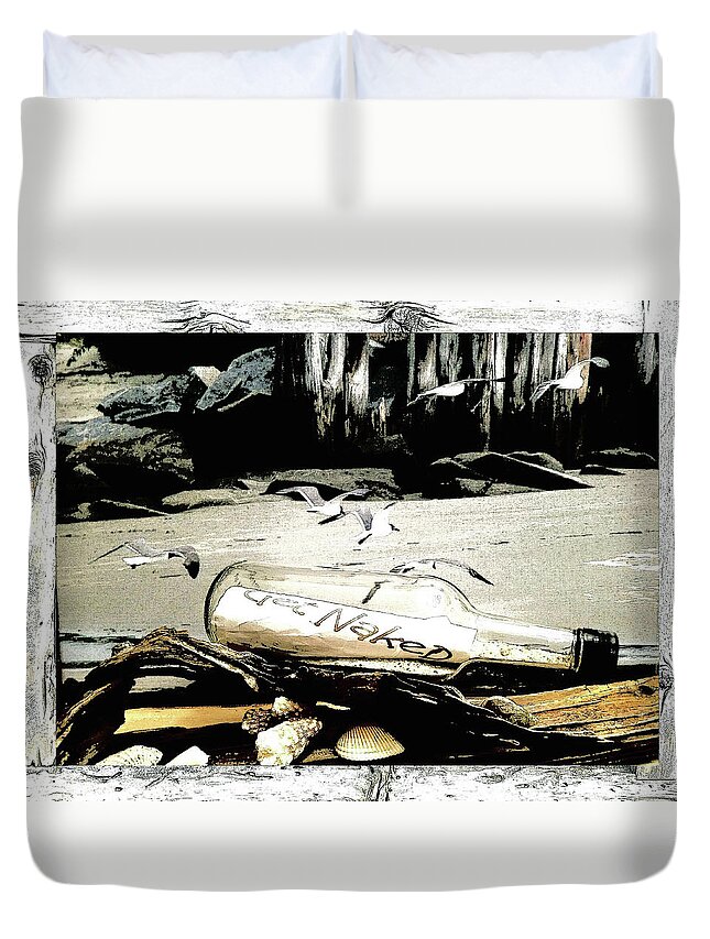 Beach Duvet Cover featuring the painting Get Naked #1 by Virginia Bond