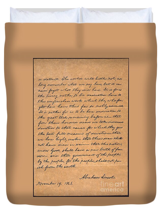 1863 Duvet Cover featuring the photograph Gettysburg Address #1 by Granger