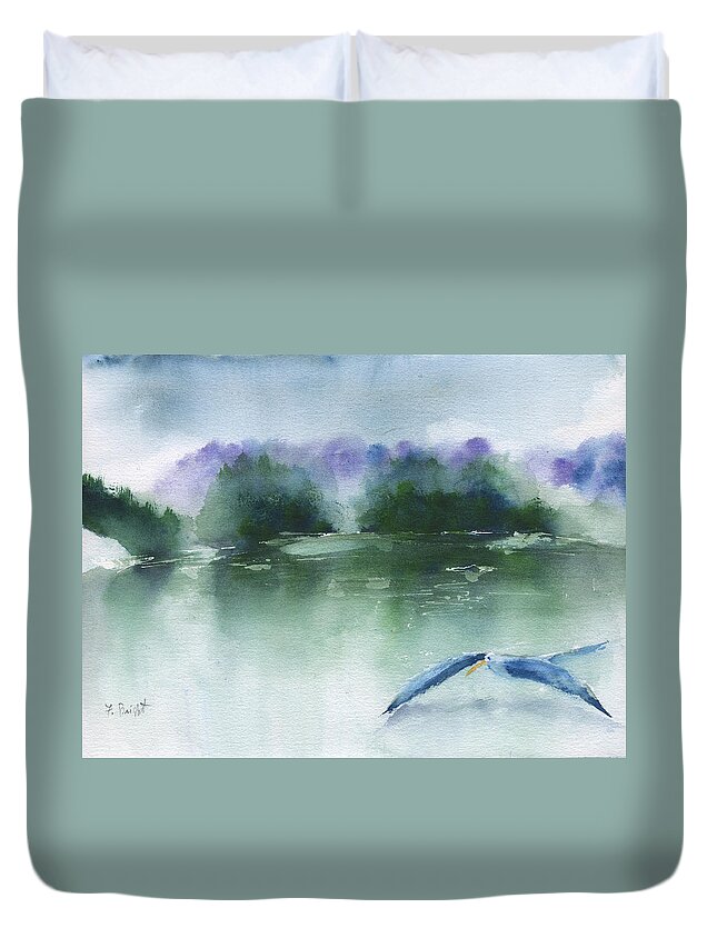 Gliding Duvet Cover featuring the painting Gliding #1 by Frank Bright