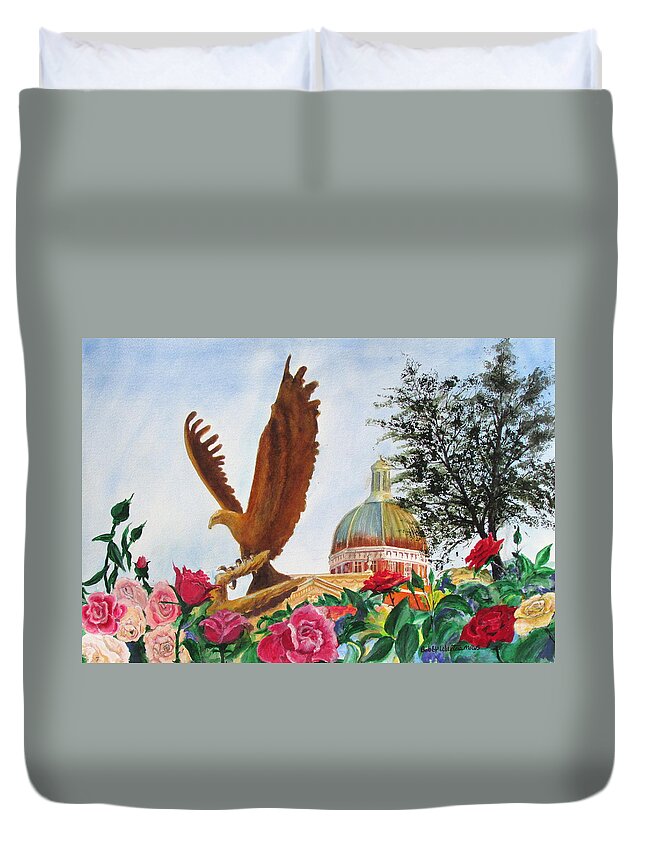 Usm Duvet Cover featuring the painting Go Eagles #1 by Bobby Walters