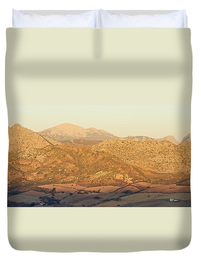 Ronda Duvet Cover featuring the photograph Golden Light in Andalusia #2 by Stephen Taylor