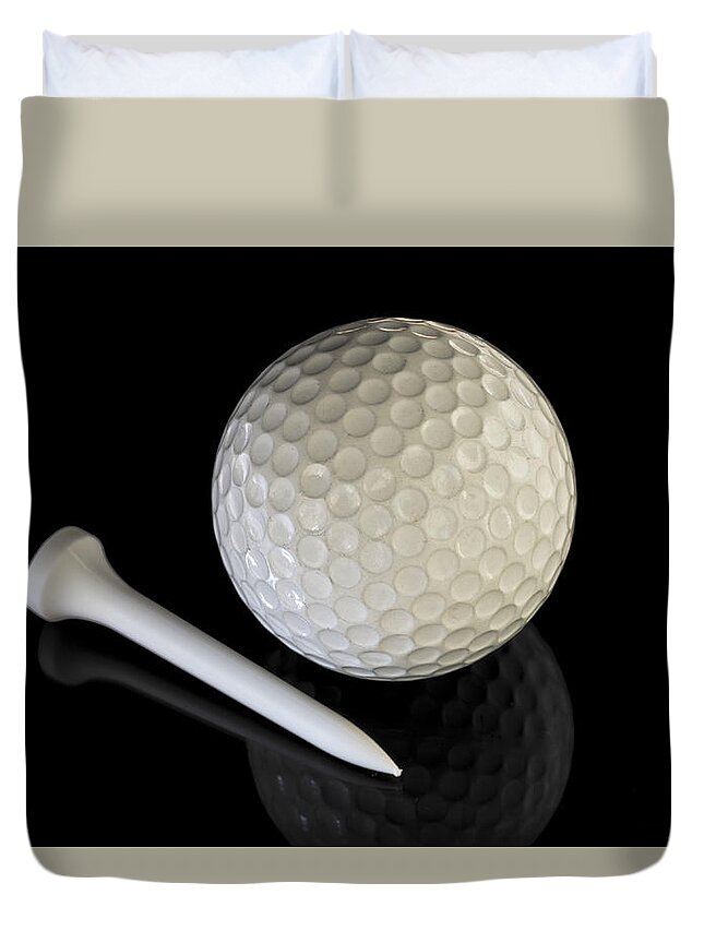 Background Duvet Cover featuring the photograph Golf-ball #1 by Paulo Goncalves
