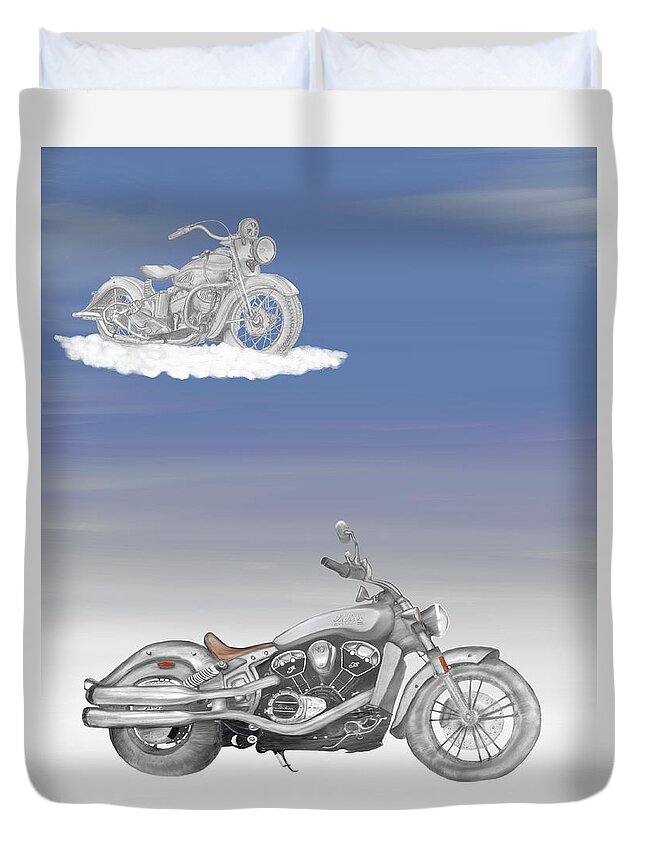 1939 Indian Scout Duvet Cover featuring the drawing Grandson by Terry Frederick