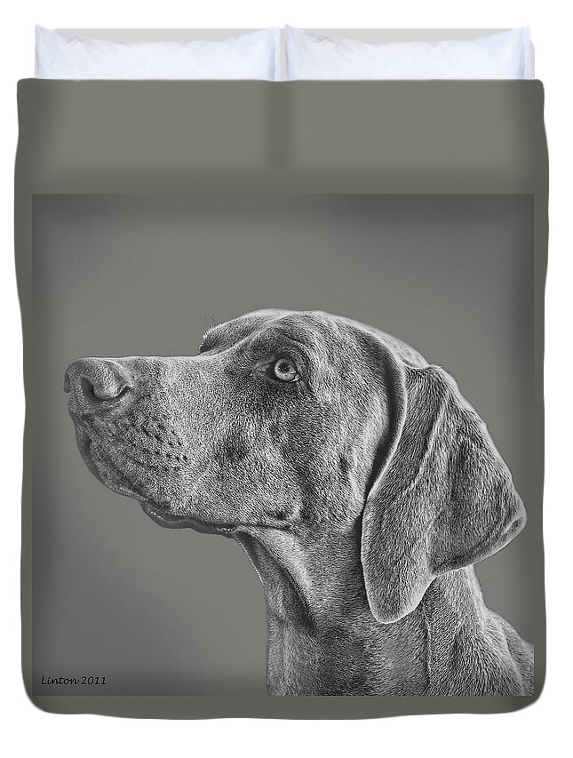 Weimaraner Duvet Cover featuring the digital art Gray Ghost by Larry Linton