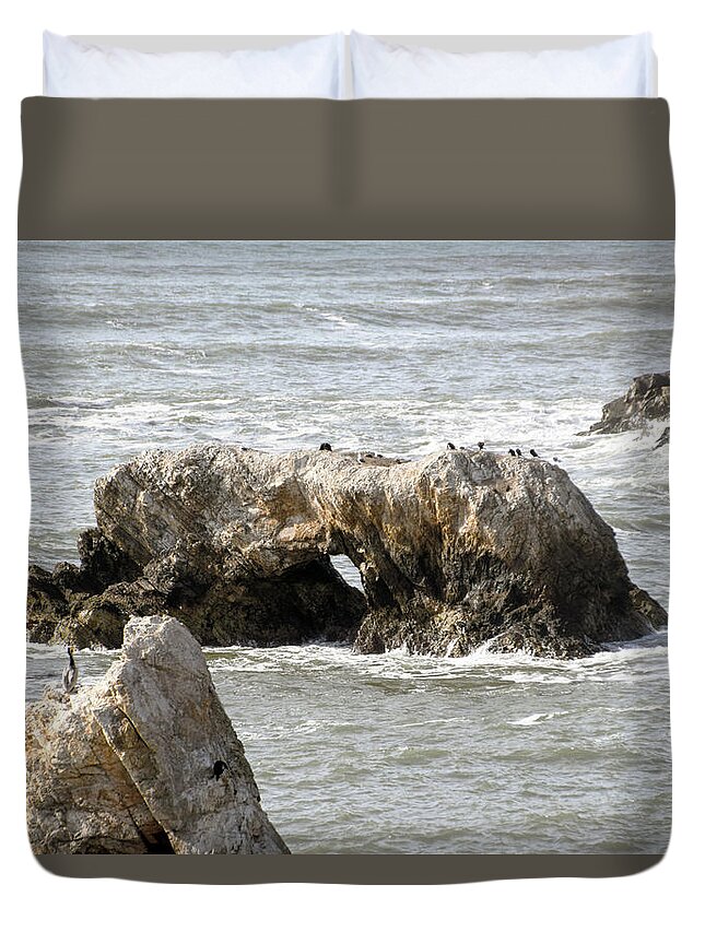 Window Rock Pismo Beach California Duvet Cover featuring the photograph Grey Water at Window Rock #1 by Barbara Snyder