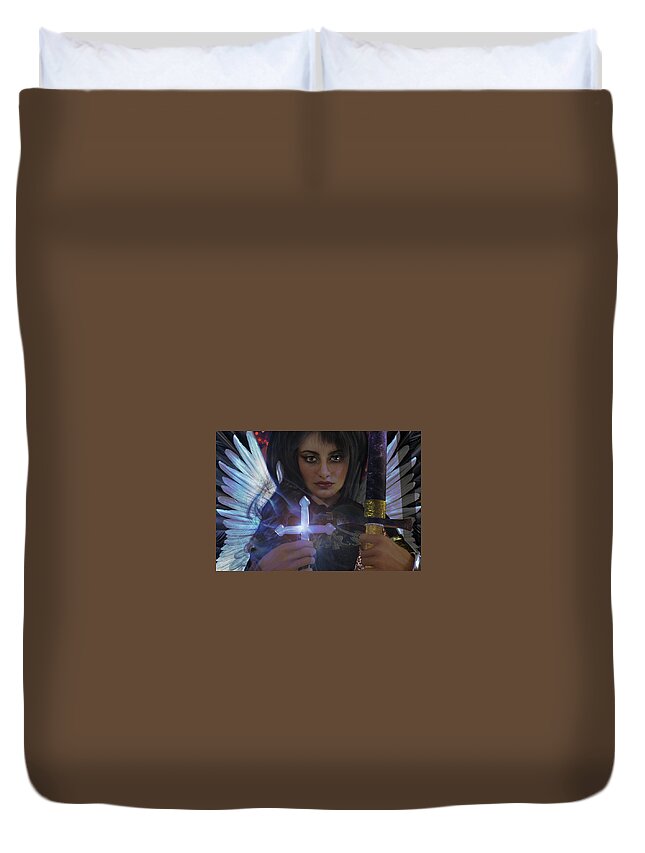Guardian Angel Duvet Cover featuring the painting Guardian Angel 8 #1 by Suzanne Silvir