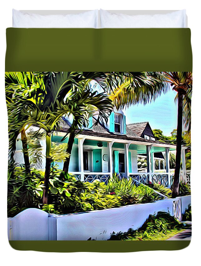 Color Duvet Cover featuring the digital art Harbour Island Home by Anthony C Chen