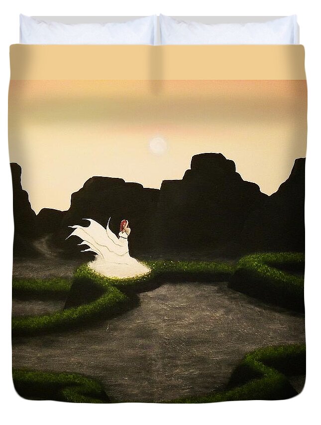 Fog Duvet Cover featuring the painting High Fog #1 by Edwin Alverio