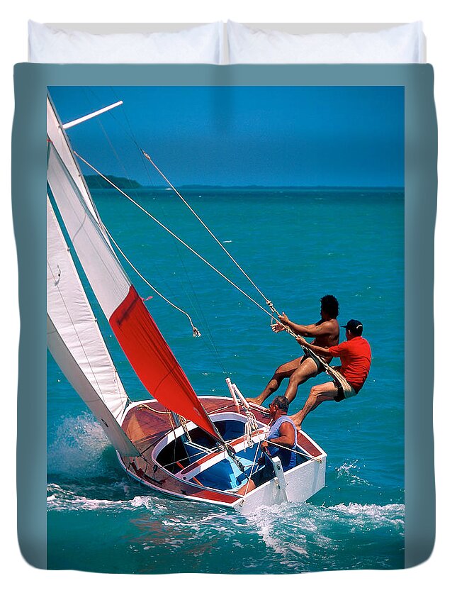 Sail Duvet Cover featuring the photograph Hiked out #2 by Gary Felton