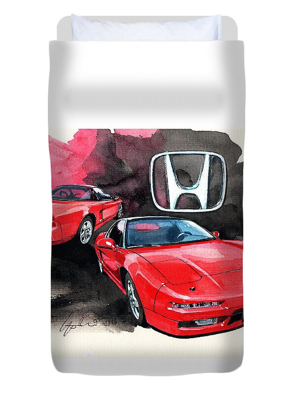 Honda Duvet Cover featuring the painting Honda NSX by Yoshiharu Miyakawa