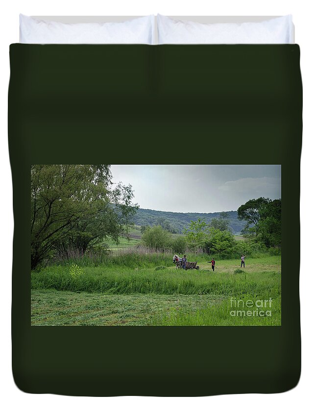 Malancrav Duvet Cover featuring the photograph Horsedrawn Haycart, Transylvania 2 by Perry Rodriguez