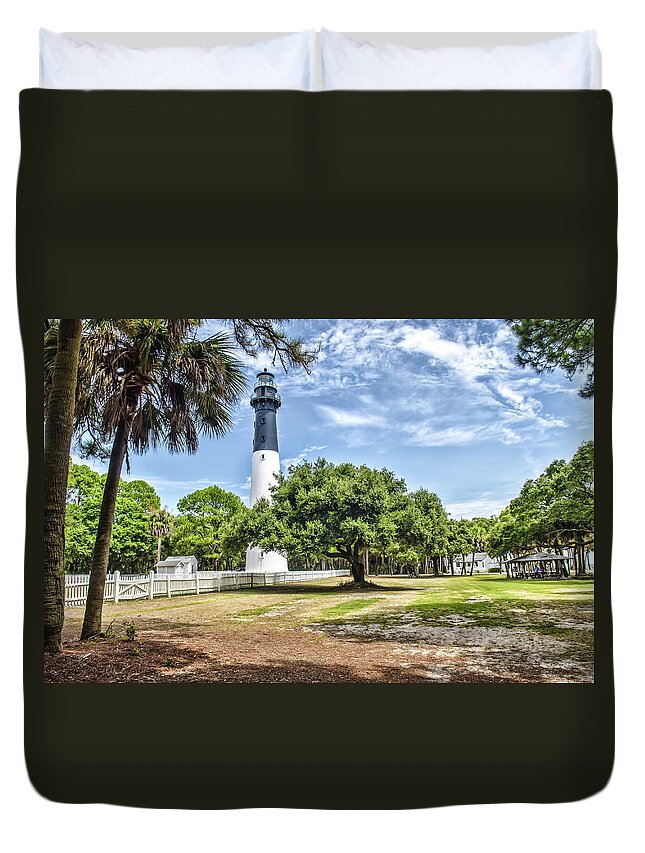 Hunting Island Duvet Cover featuring the photograph Hunting Island Lighthouse by Scott Hansen