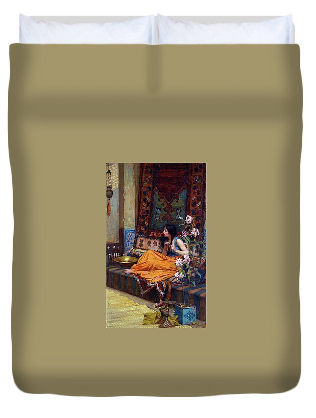 John William Waterhouse Duvet Cover featuring the painting In the Harem #1 by John William Waterhouse