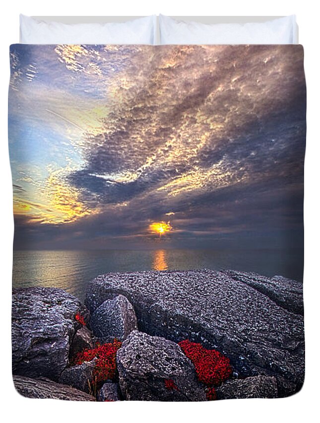 Lake Michigan Duvet Cover featuring the photograph Inbetween #1 by Phil Koch