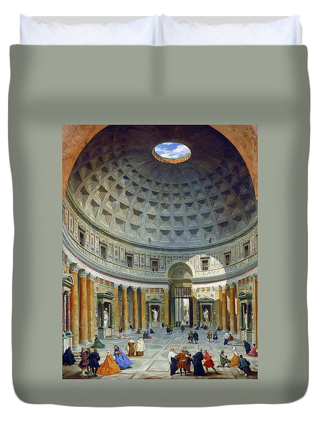 Giovanni Paolo Panini Duvet Cover featuring the painting Interior of the Pantheon #1 by Giovanni Paolo Panini
