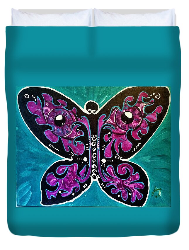 Butterfly Duvet Cover featuring the painting It's All Inside #1 by Tracy Mcdurmon
