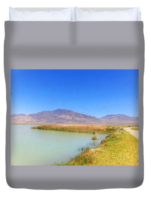 Sky Duvet Cover featuring the photograph Just Driving #1 by Marilyn Diaz