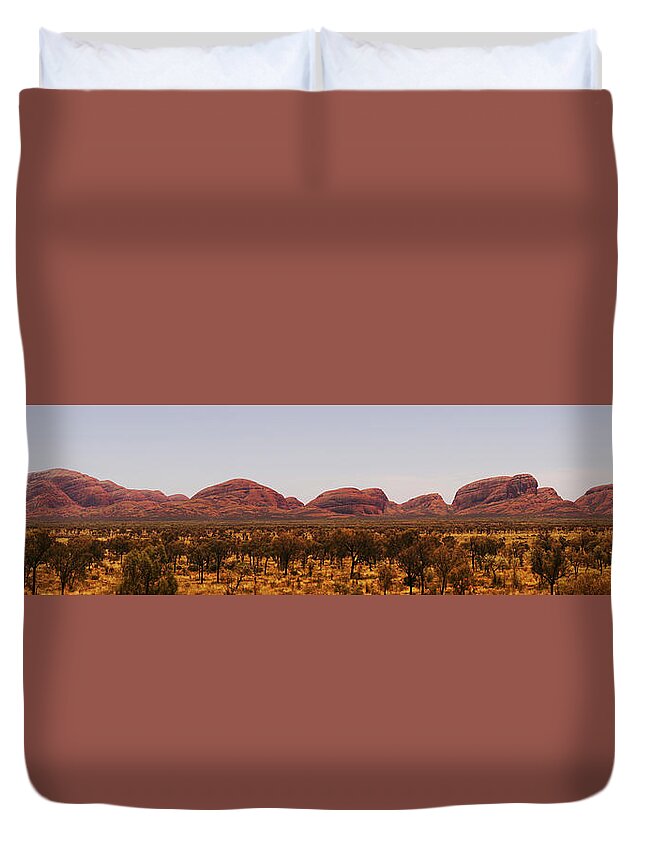 Australia Duvet Cover featuring the photograph Kata Tjuta Panorama Australian Outback #1 by Lawrence S Richardson Jr