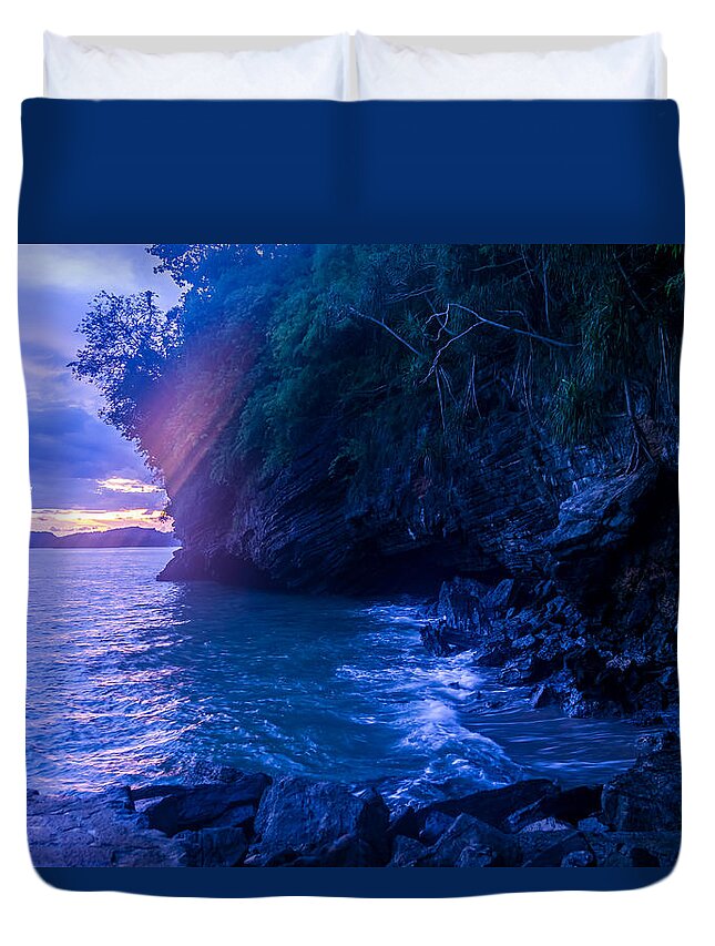 Andaman Sea Duvet Cover featuring the photograph Krabi Sunset #1 by Jijo George