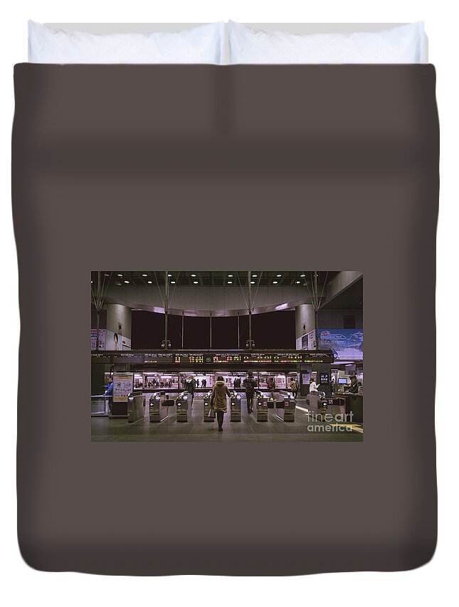 Escalator Duvet Cover featuring the photograph Kyoto Train Station, Japan by Perry Rodriguez