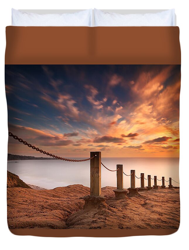 Sun Duvet Cover featuring the photograph La Jolla Sunset 2 by Larry Marshall
