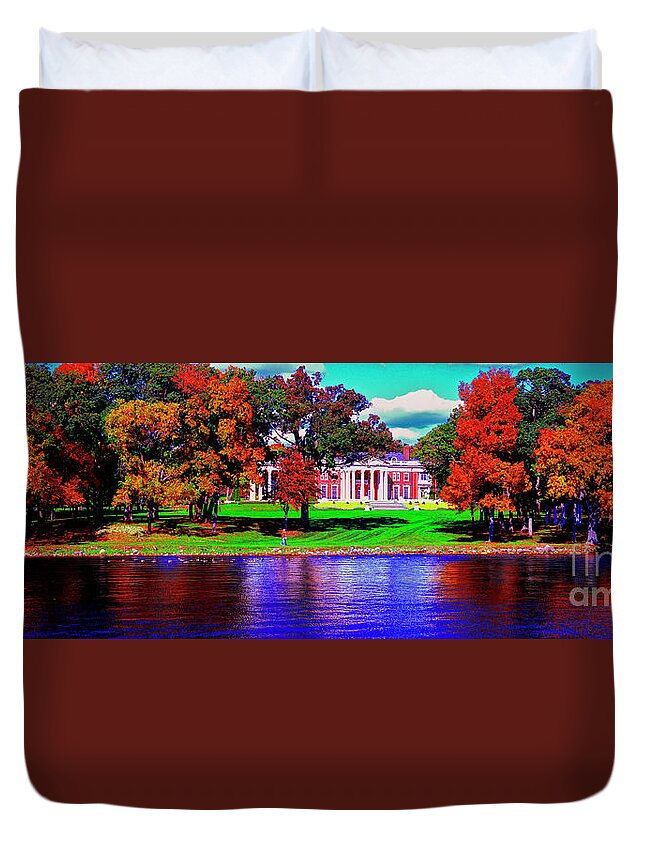 Lake Duvet Cover featuring the photograph Lake Geneva Wisconsin north shore fall #2 by Tom Jelen