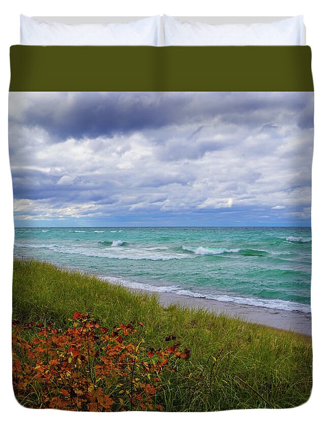 Lake Superior Colors Duvet Cover featuring the photograph Lake Superior Colors #1 by Rachel Cohen