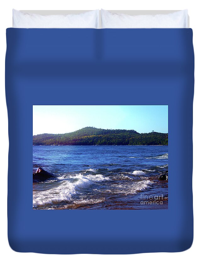 Lake Superior Duvet Cover featuring the digital art Lake Superior Landscape #2 by Phil Perkins