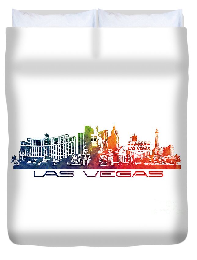 Las Vegas skyline city color Digital Art by Justyna Jaszke JBJart - Pixels