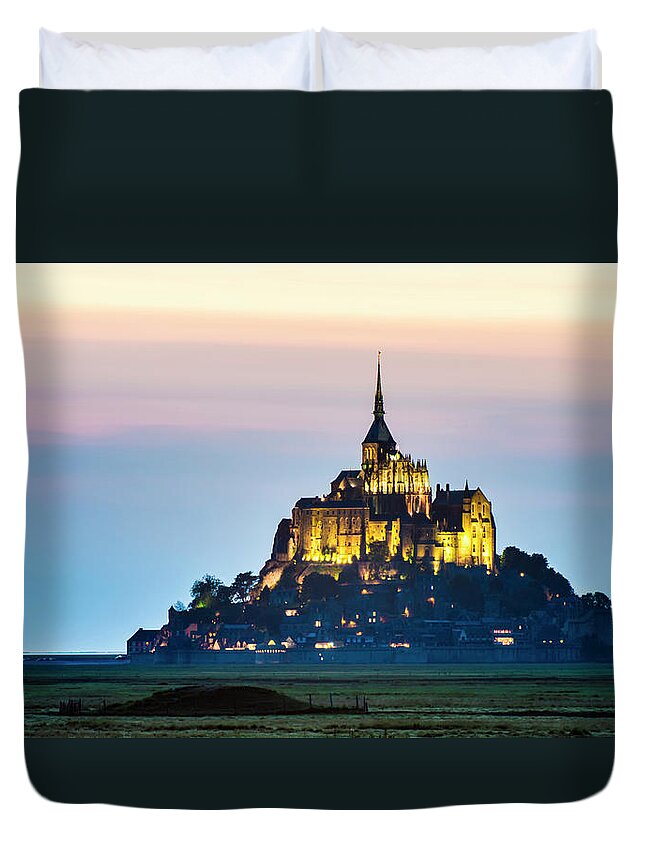 Abbey Duvet Cover featuring the photograph Le Mont Saint-Michel at sunset. #2 by John Paul Cullen
