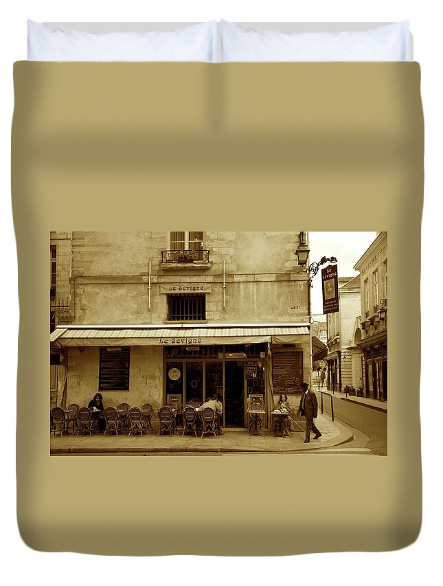 Cafe Culture Duvet Cover featuring the photograph Le Sevigne #1 by Lee Stickels