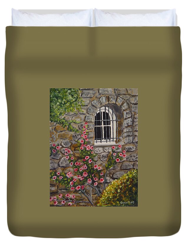 Window Duvet Cover featuring the painting Les Arcs Sur Argens #1 by Quwatha Valentine