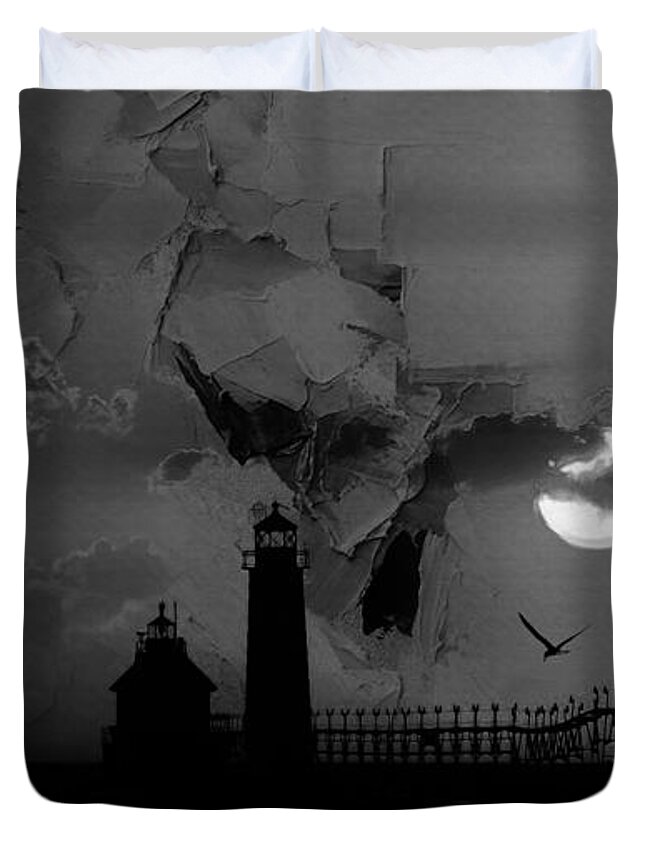 Long Beach Duvet Cover featuring the painting Light House 05 #1 by Gull G