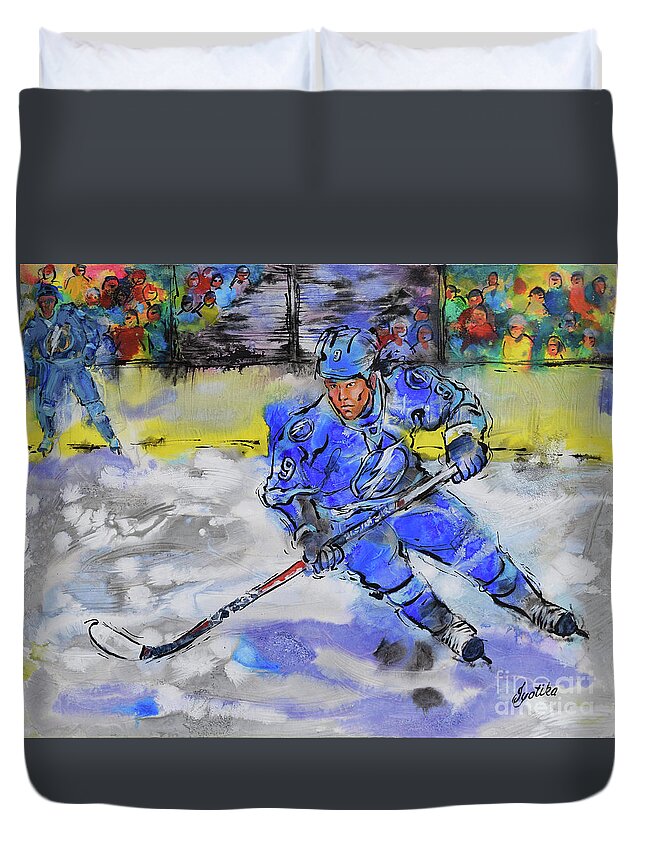  Duvet Cover featuring the painting Lightning Strike by Jyotika Shroff