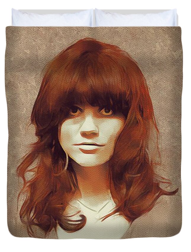 Linda Duvet Cover featuring the painting Linda Ronstadt, Music Legend #1 by Esoterica Art Agency