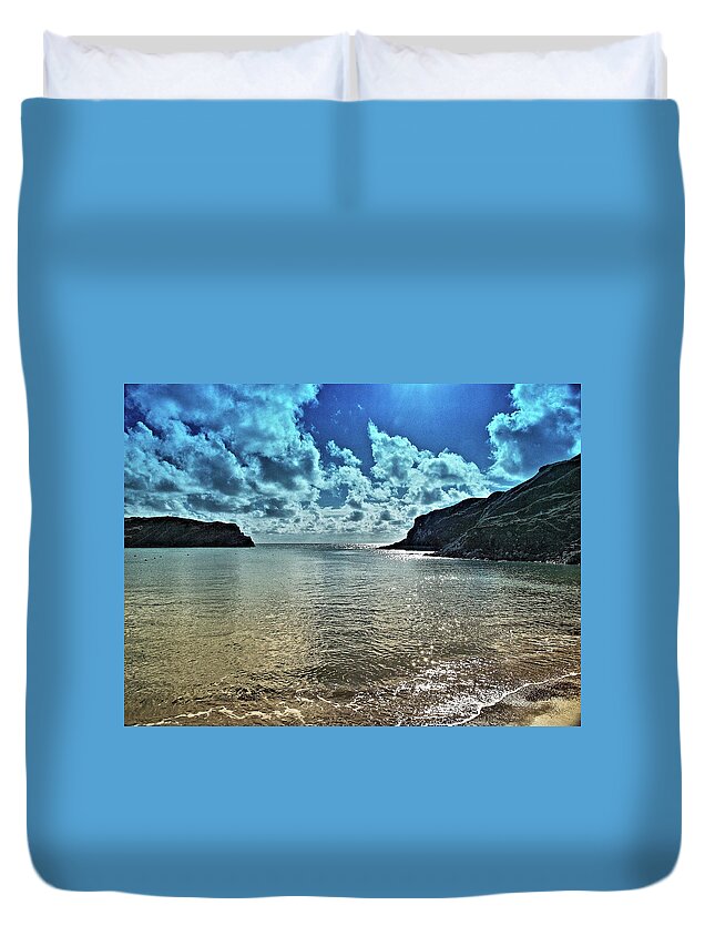 Seascapes Duvet Cover featuring the photograph Lulworth Cove by Richard Denyer